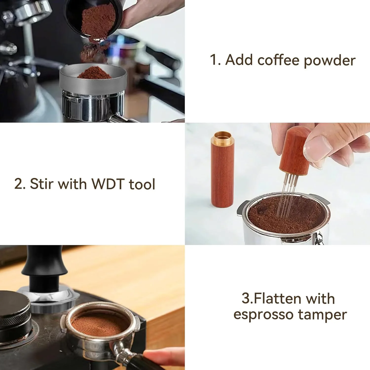 E9 51/53/58mm Espresso Accessories Coffee Kit Spring‑Loaded Calibrated Tamper with WDT Coffee Tool Dosing Funnel Tamper Mat