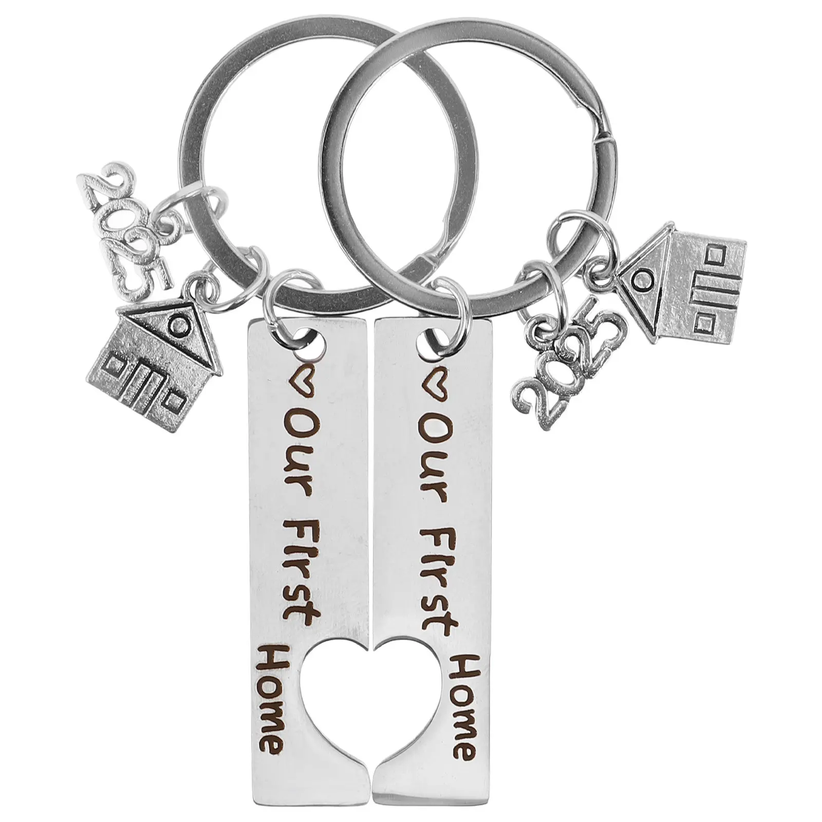2Pcs Keychain Stainless Steel Our First Home New Homeowners Keepsake Housewarming 2025 Stylish New Keyring
