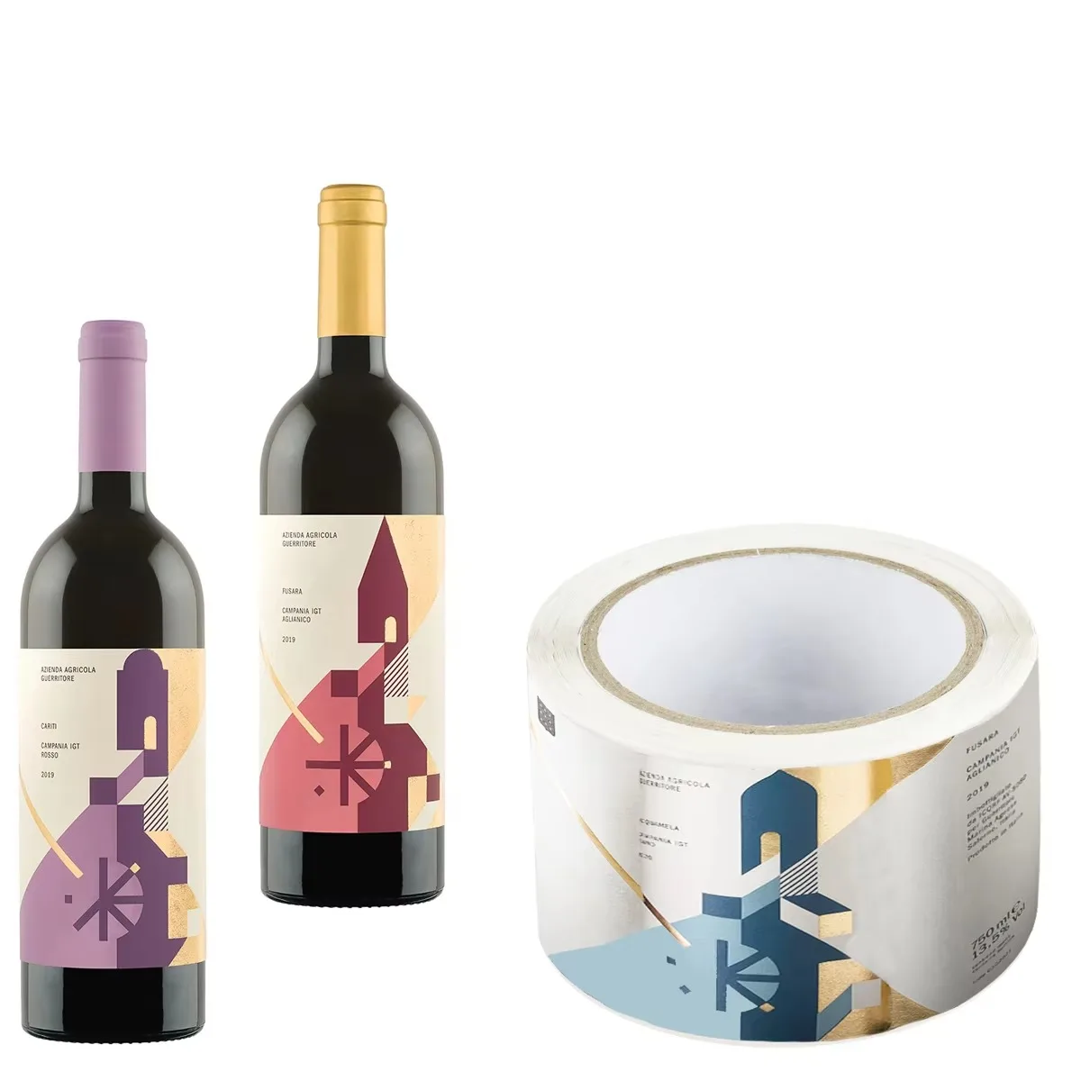 Custom Premium Wine Bottle Labels | Gold Foil Stamping | Custom Digital Printing Adhesive Sticker