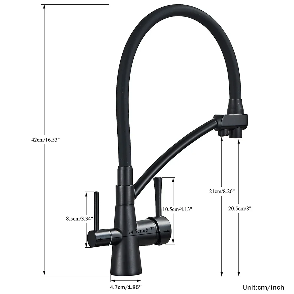 rozin Filter Faucet 2 in 1 Black Pull Down Pure Water Sink Faucets for Kitchen Deck Swivel Hot Cold Mixer Tap