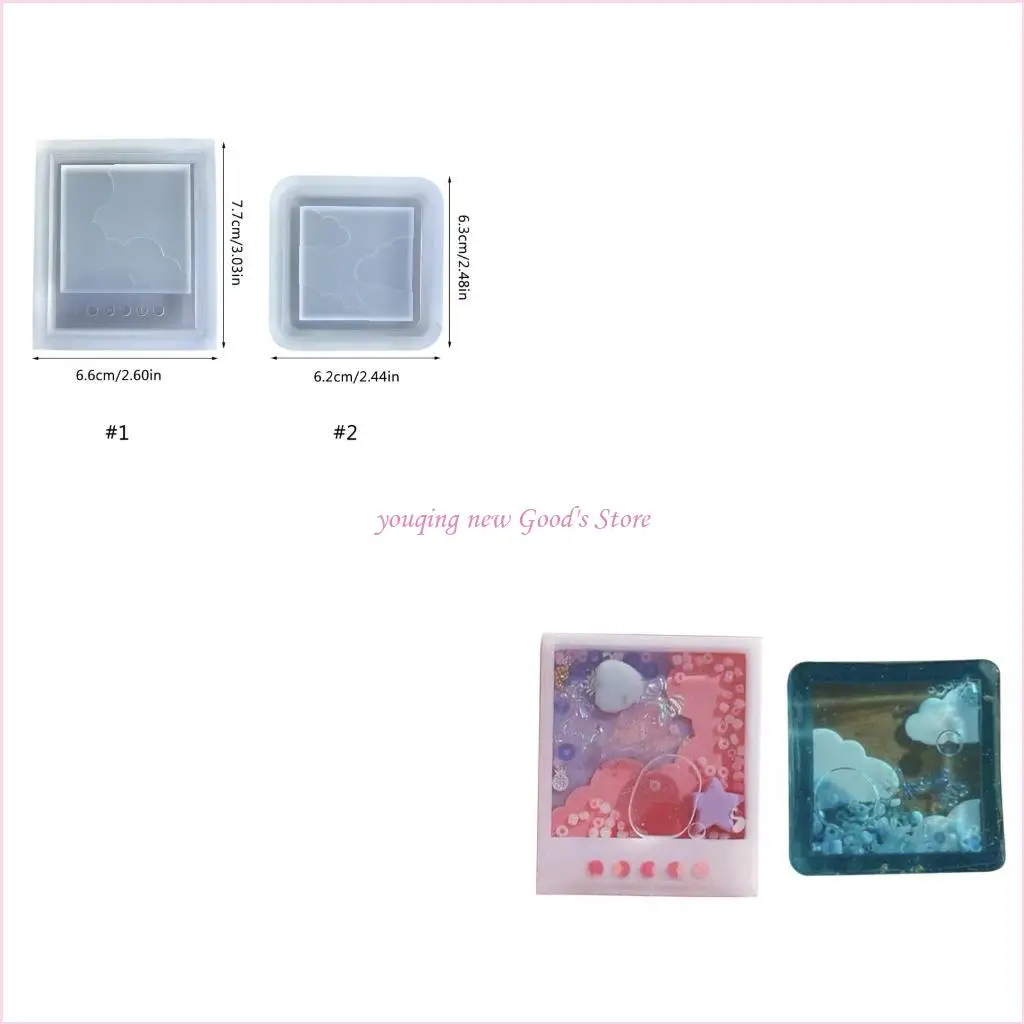 

57QA Cloud Window Frame Resin Silicone Mold Keychain Decorative Mold