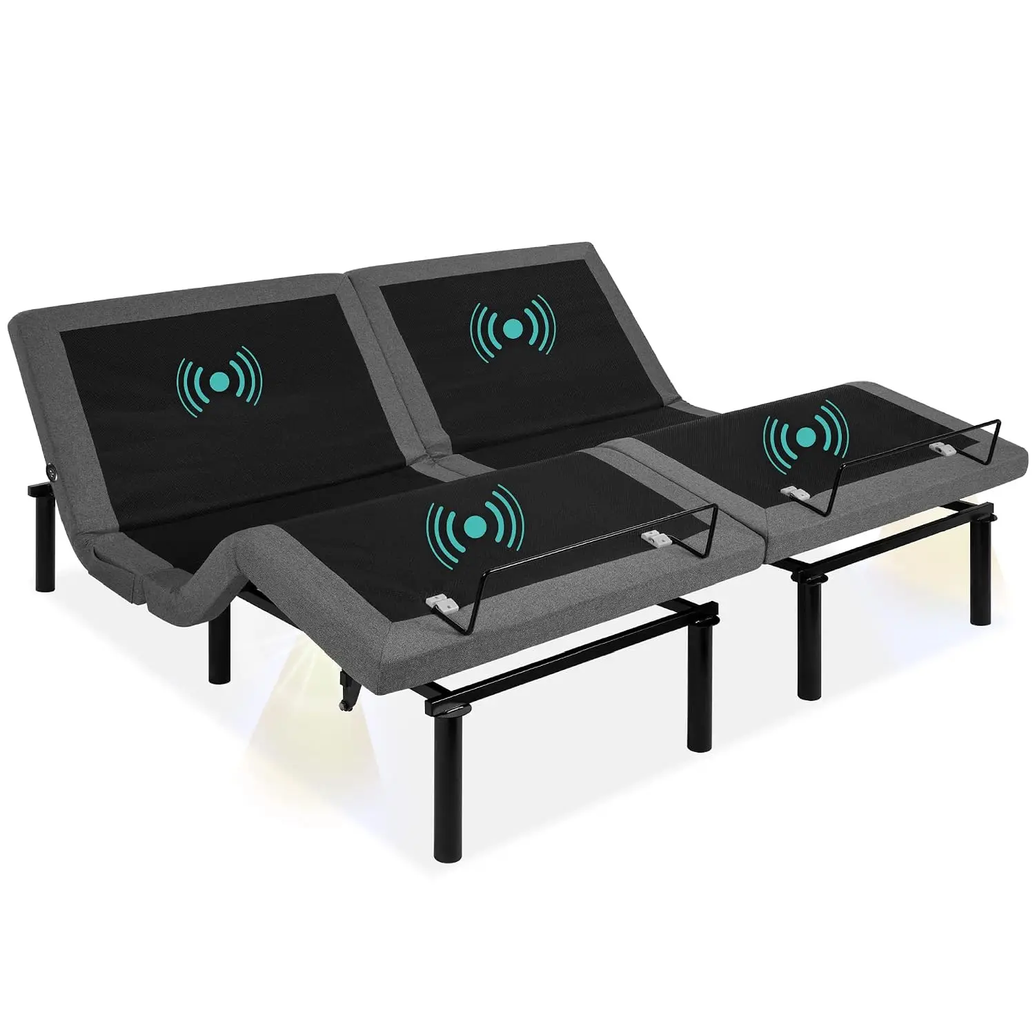 Ergonomic Split King Adjustable Bed Frame Electric Base Wireless Remote Nightlight Massager 2 USB Ports, Customized