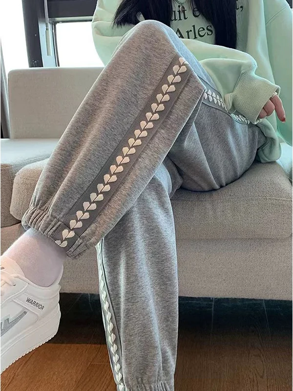 

plus Size 300 Pou ey Casual Women's High Waist Heart Design Harlan Pants Autumn Loose Fit Trousers Comfortable Breathable