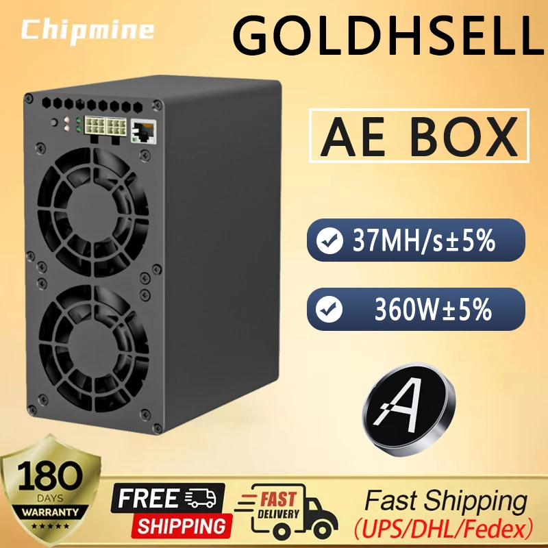 New Goldshell AE-BOX 37Mh/s 360W Aleo Coin Miner Algorithm zkSNARK Home Mining Silent AE BOX ALEO Asic Miner with PSU