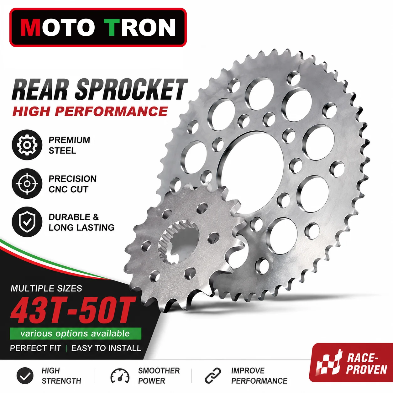 

MOTO-TRON Motorcycle CNC Chain 520 Rear Sprocket 43T 44T 45T 46T 47T 48T 49T 50T For KAWASAKI Zx4r zx4rr zx-4r se NINJA-ZX4R