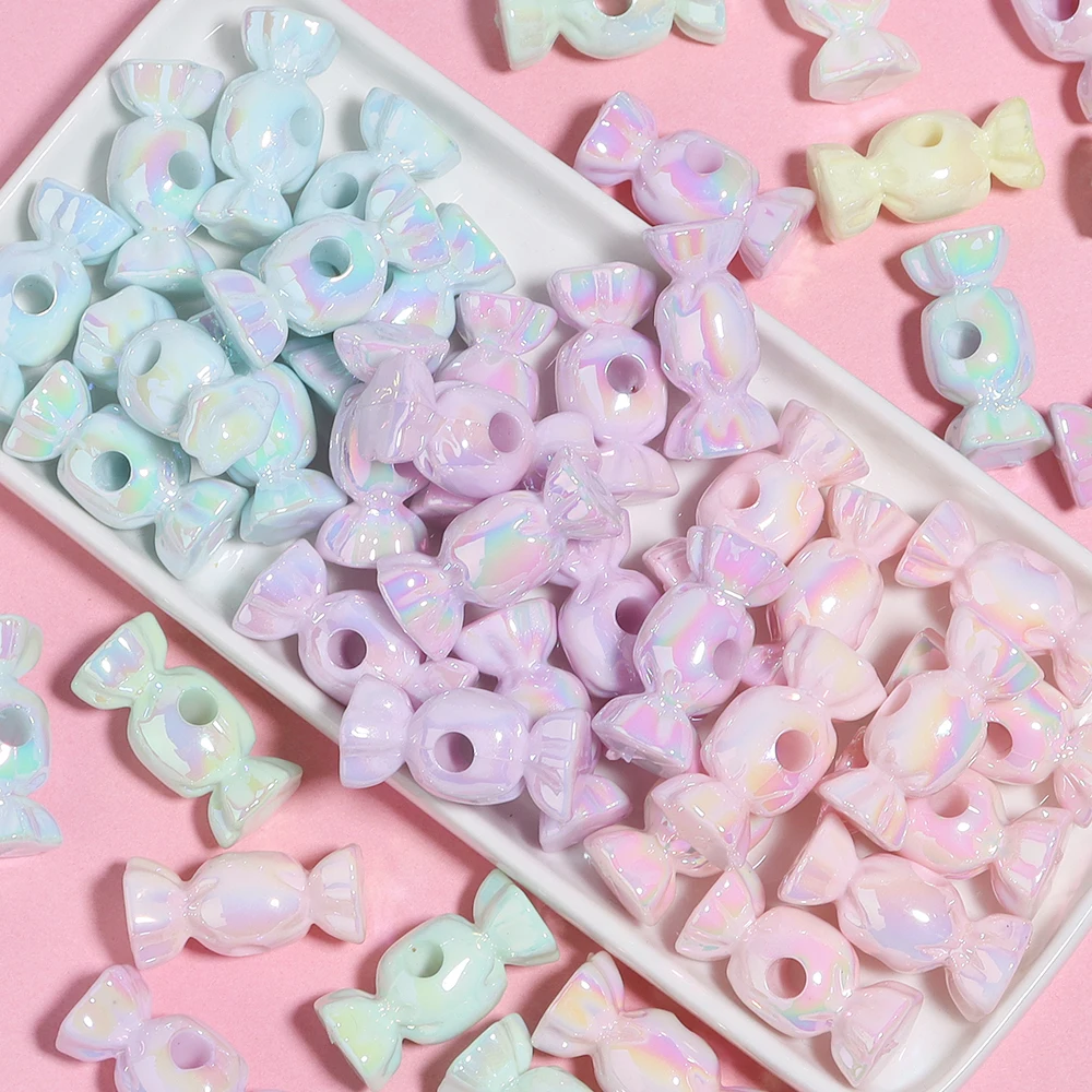 10 Stück/Set UV-Farbe, Bonbonform, Acrylperlen, großes Loch, lose Abstandshalterperlen für die Schmuckherstellung, DIY-Handy-, Schlüssel-, Taschenketten- und Zubehör – Detail 4