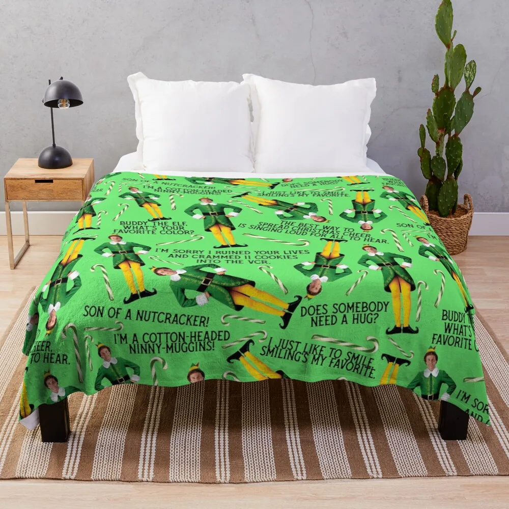 

Buddy The Elf Print Green Throw Blanket for babies Bed linens blankets and throws Sofas Blankets