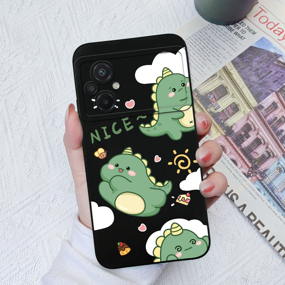 Phone Case For Xiaomi Poco M5 Camera Protection Soft Silicone Cover Cute Dinosaur Cases For Xiaomi PocoM5 Funda Capa 6.58 inches