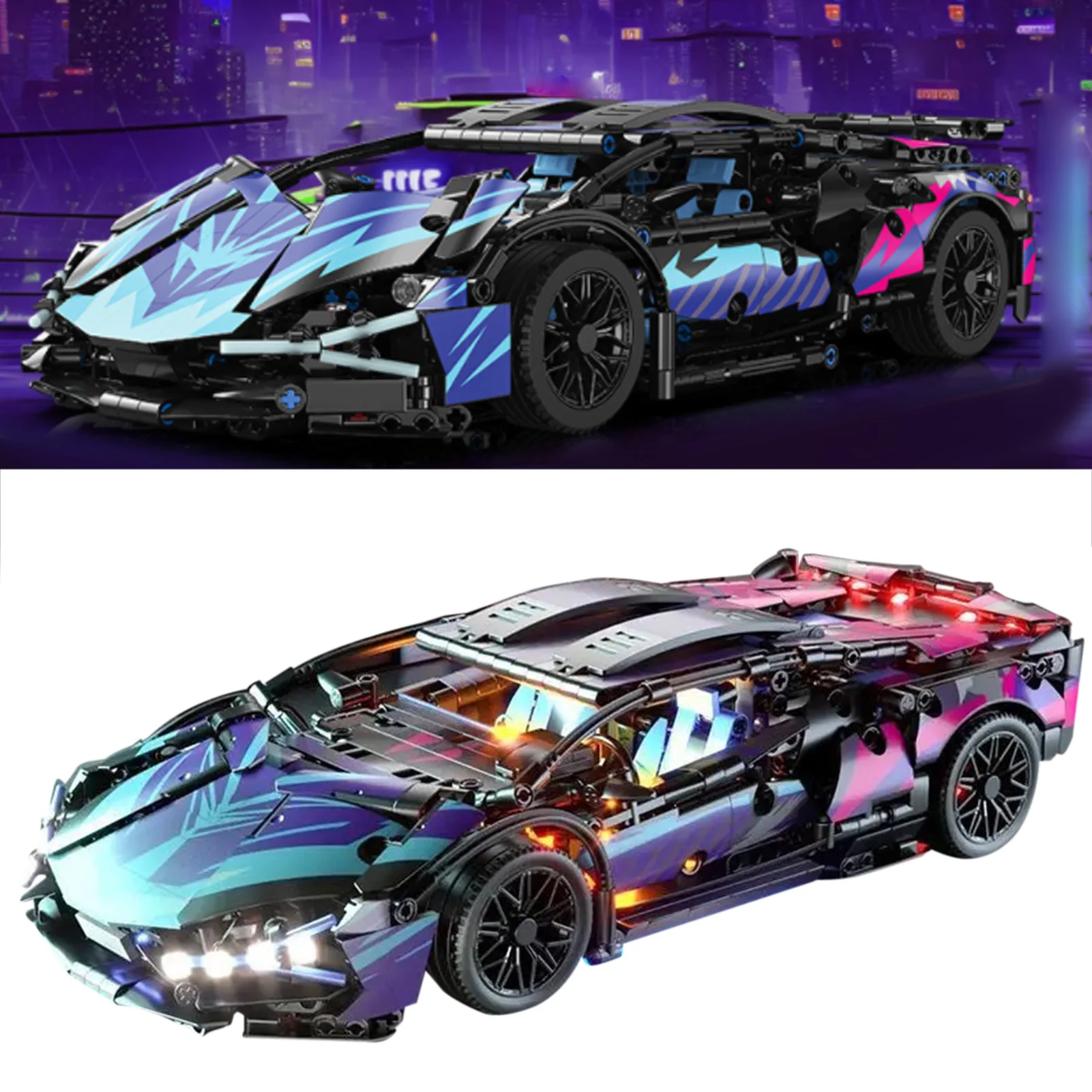 Set di blocchi di costruzione per auto RC Costruzione di auto telecomandata Schema di colori freddi APP programmabile Scala 1:14 per regalo di festa