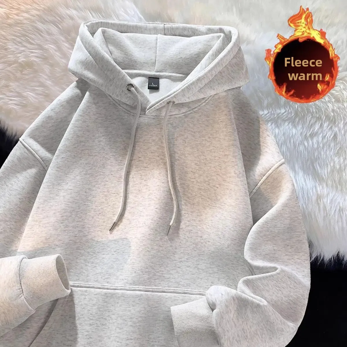 مقنعين الرجال البلوز لون نقي صوف مبطن سميكة عادية الخريف الشتاء تنوعا الأمريكية هونغ كونغ نمط العصرية أعلى Coa #1