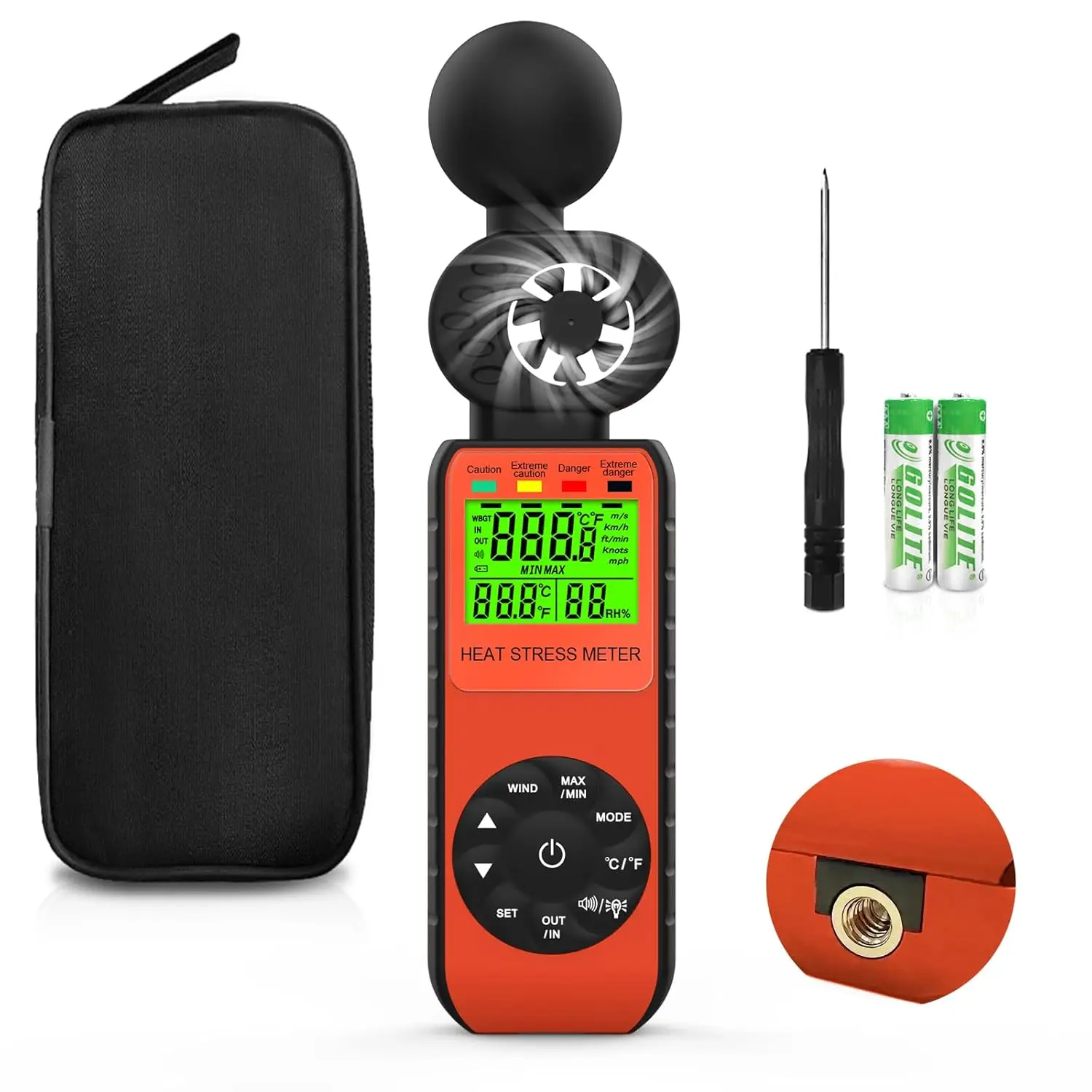 Btmeter 881W Air Anemometer RPM Meter Wind Digital Tachometer Handheld 4 In 1 Wind Speed Meter With Humidity Temperature Test