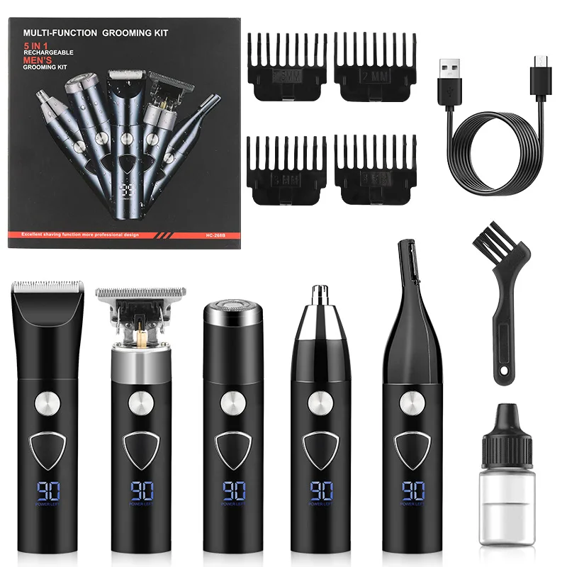 Men's 5-in-1 Electric Body Hair Trimmer Professional Hygienic Beauty Razor Shaver for Face Ear Nose - Professional Hair Trimmer image 6