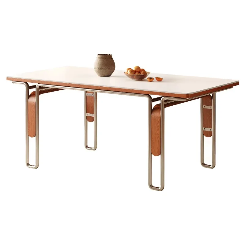 

Винтажный обеденный стол из спеченного камня и массива дерева, малогабаритный прямоугольный, в антикварном стиле, для домашнего использования