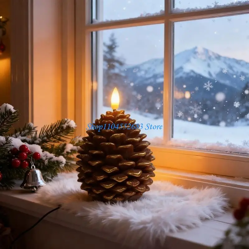 Y6GD Pine cone Lightss dGreenration, pine cone with timer function, flameless pine cone Christmas dGreenration table
