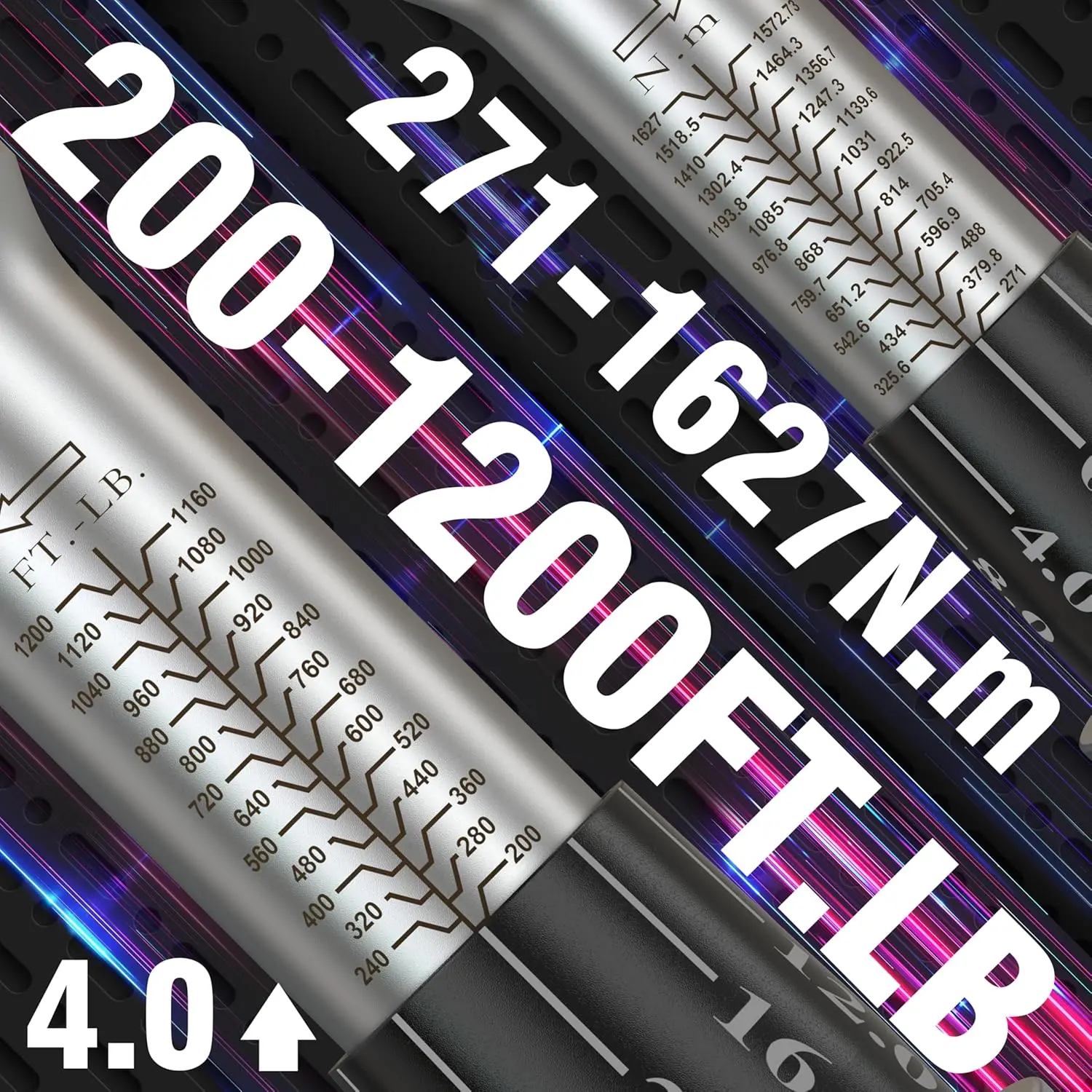 1 Inch Drive Click Torque Wrench 200-1200 ft lb,271-1627Nm, 71'' length, Longer,less effort for Off-road equipment.