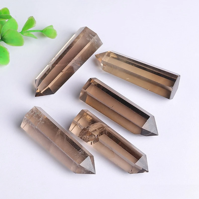 Natural Tea Crystal, Single Pointed Hexagonal Prism Crystal, Home Office Ornament