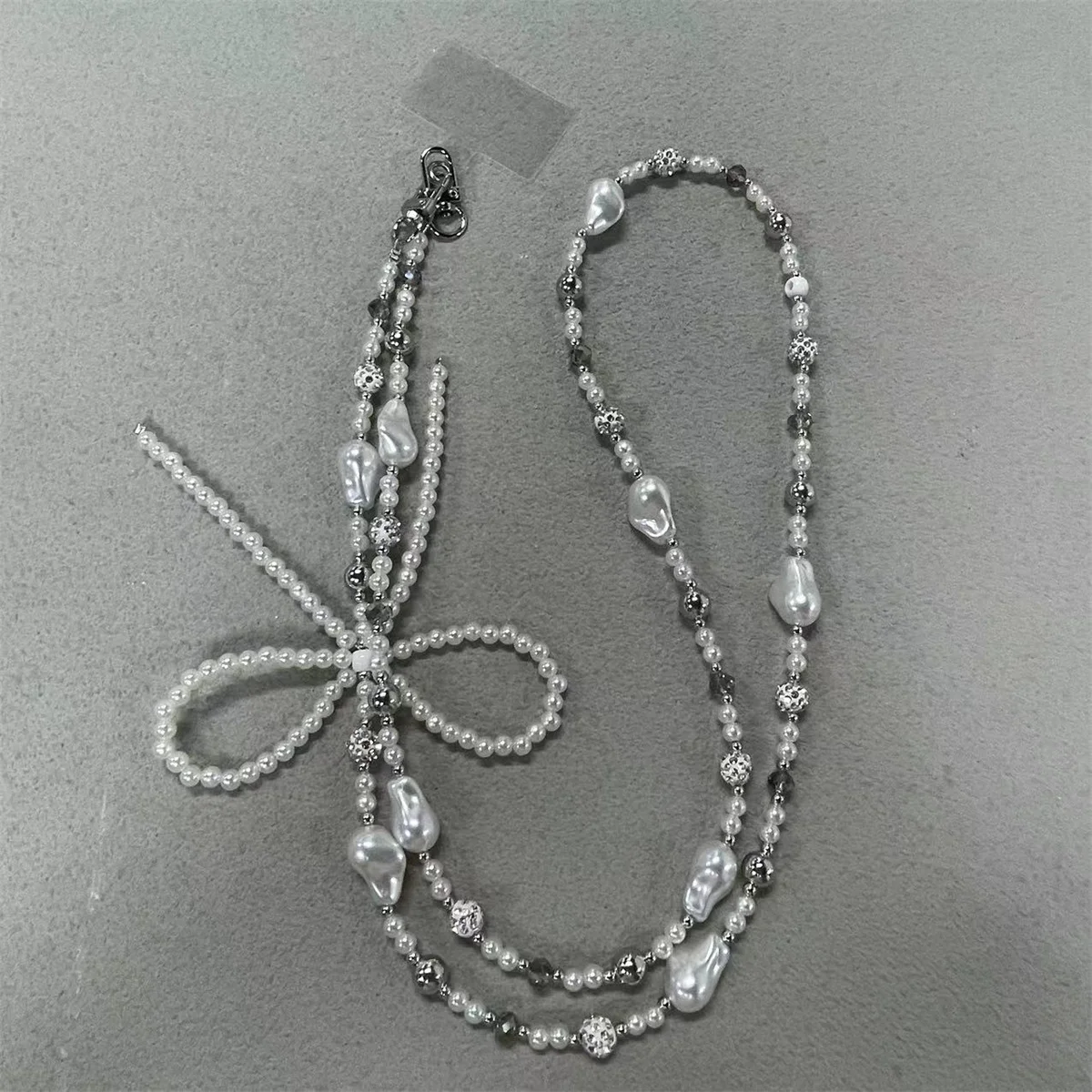 Pearl Bow Beaded Crossbody Chain Fashionable And Versatile Phone Case Pendant Phone Hanging Rope