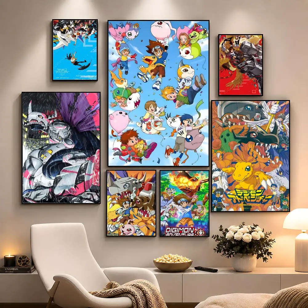 Anime Digimon Digital Monsters Poster Peel And Stick Wall Art PP Waterproof HD Bedroom Living Room Home Decor Gift