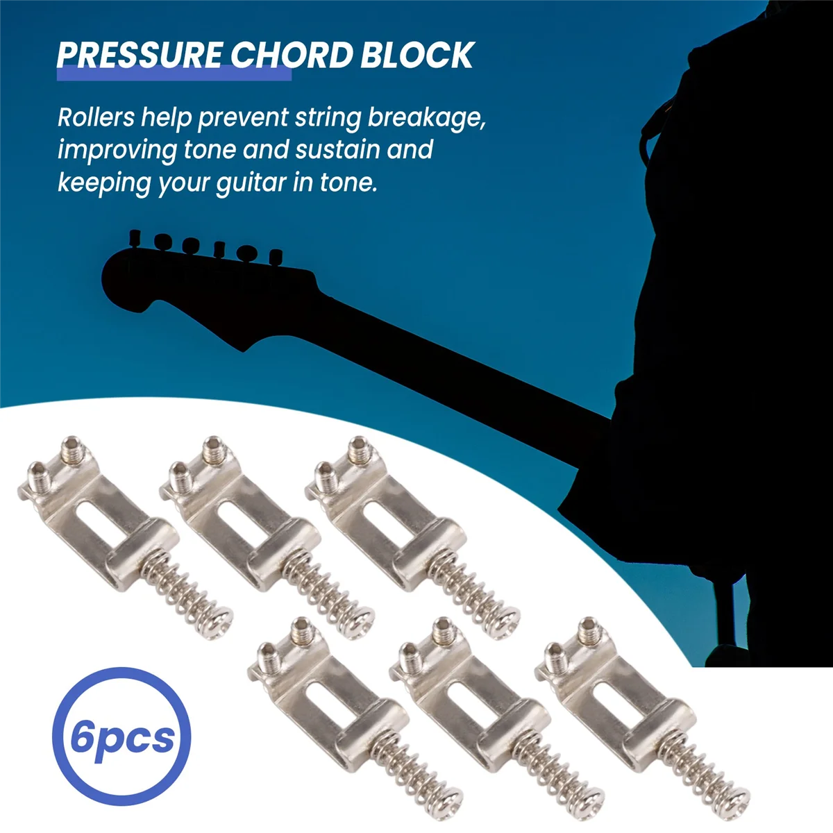 6er-Set verchromte Tremolo-Stegsättel für Fender E-Gitarre