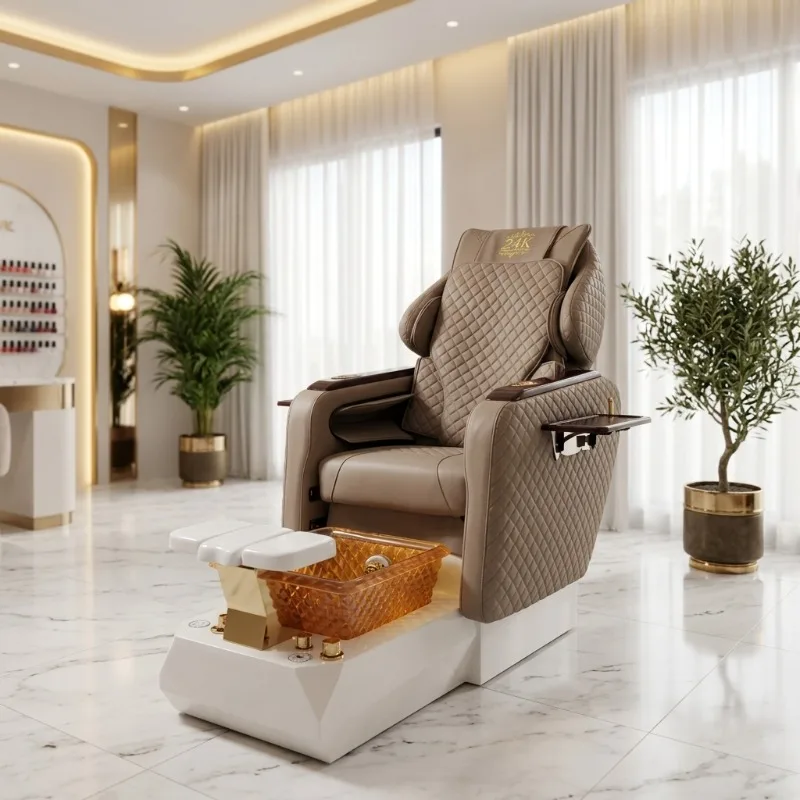 Premium Pedicure  with Mist Therapy & Wireless Charger, Electric Recline Back & Full Back Massage Custom Salon Foot Care Chair