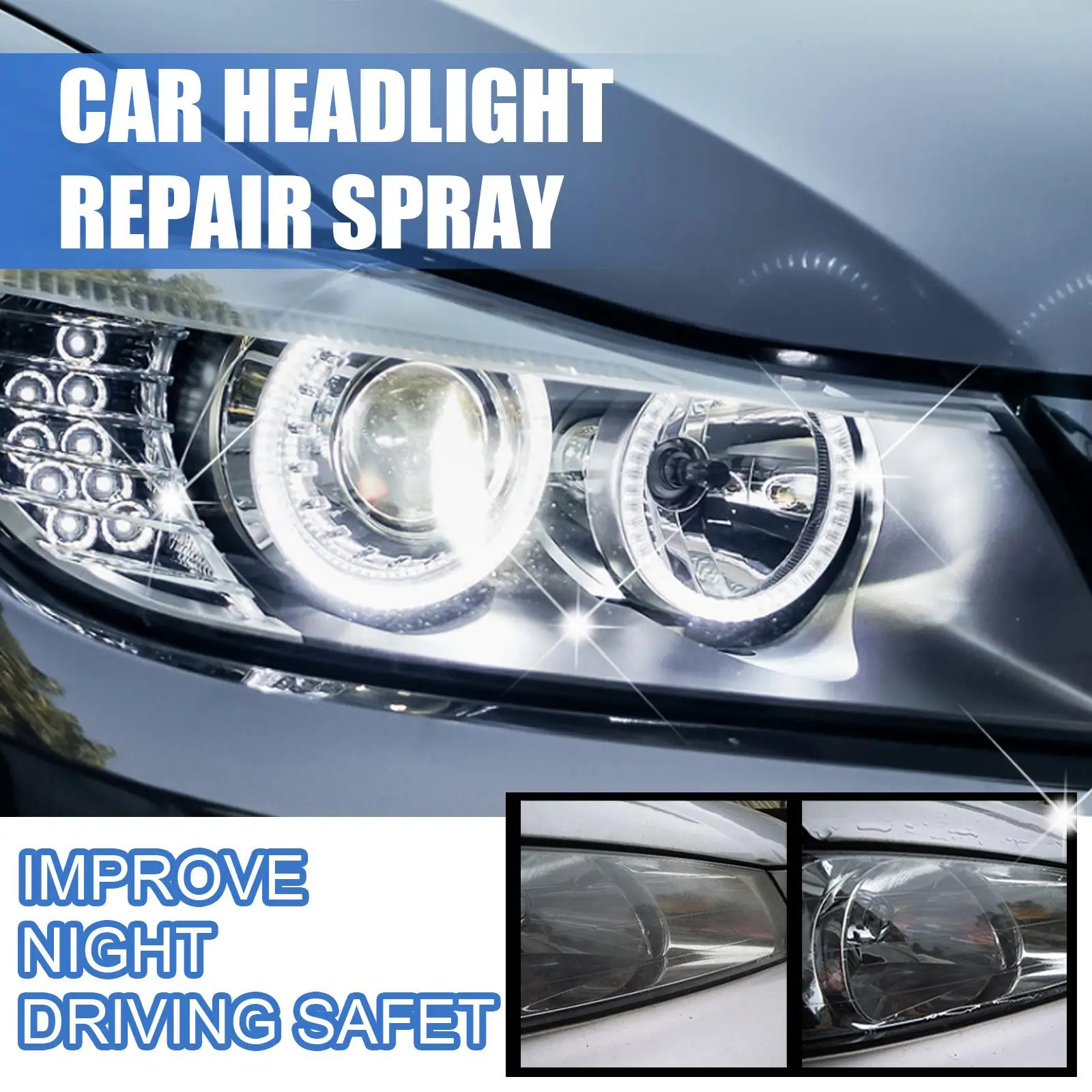 Car Headlight Polisher Restorer Quick Fix Restoration Liquid for Clear Lens Repair and Maintenance