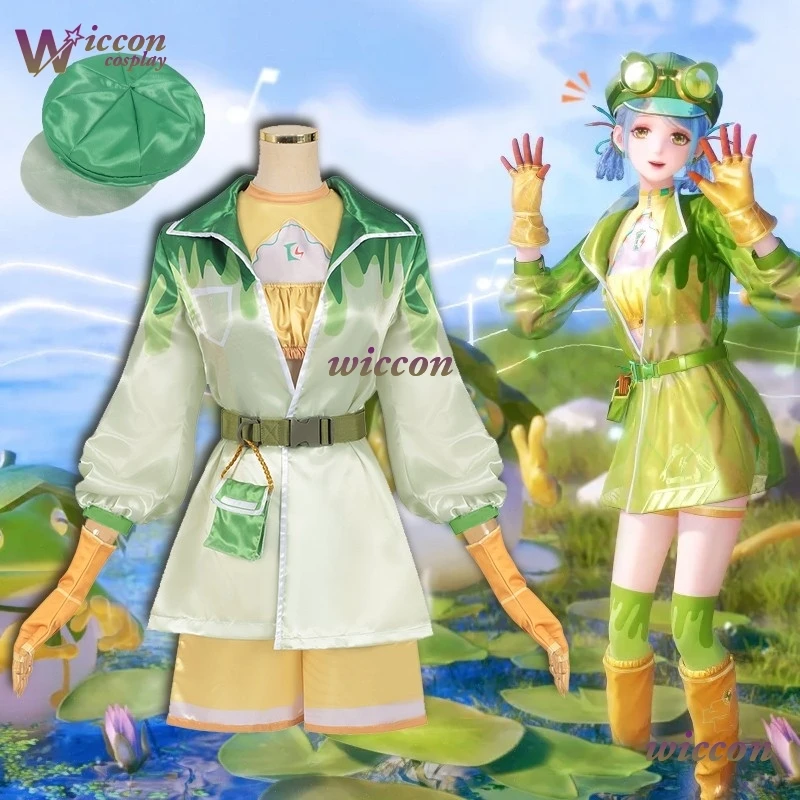 إنفينيتي نيكي تأثيري حلي شعر مستعار كرنفال الزي الضفدع موضة الأخضر فستان بتصميم بدلة معطف السراويل هالوين النساء الفتيات الملابس #1