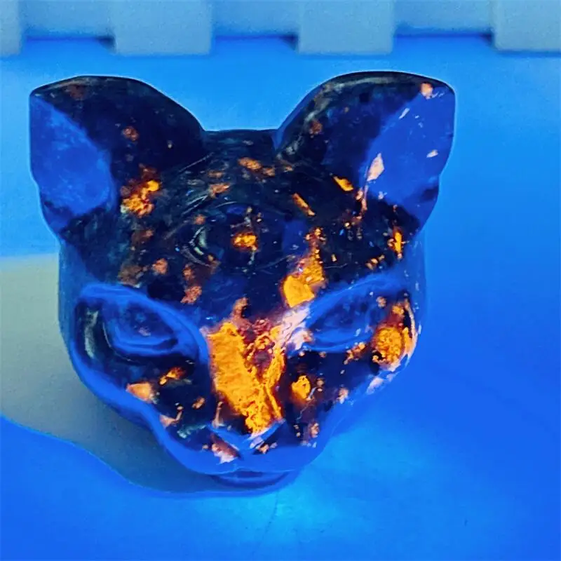 

5CM Natural Yooperlite Egyptian Mau Cat Carving Crystal Crafts Home Decoration Healing Gemstone Collection Holiday Gift 1PCS