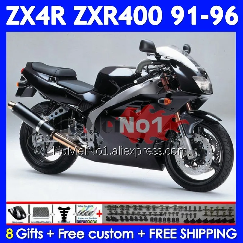 Bodys For KAWASAKI NINJA ZXR-400 ZX4R ZXR400 91 92 93 95 96 Glossy black 251No.51 ZXR 400 1991 1992 1993 1994 1995 1996 Fairing