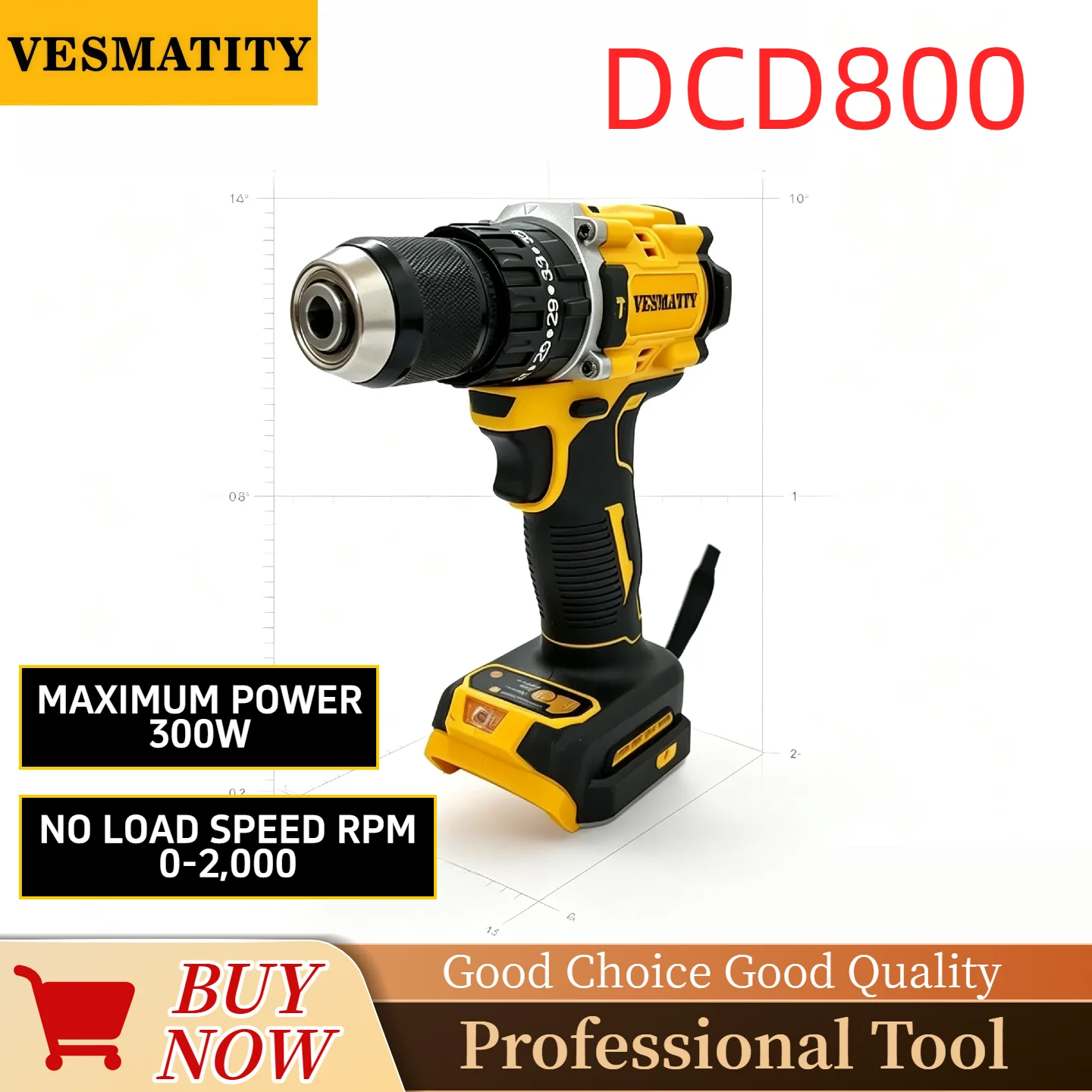 Tools For Woodworking Workshop - Vesmatity DCD800 20V Fırçasız Kompakt Matkap/Tornavida