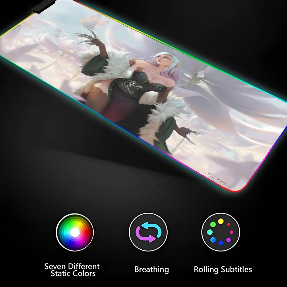 Anime Girl Dao Trong Le Mousepad XXL RGB Gaming Mouse Pads HD Black Gamer Accessories Large LED