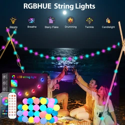 Bande lumineuse LED RGBIC, guirxiété lumineuse, lumières de Noël, intensité variable, prise en charge d'Alexa, Google Home, jardin extérieur, décoration de mariage