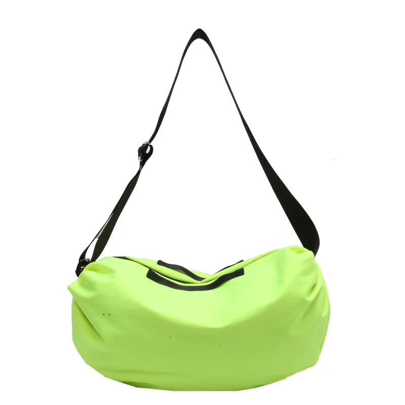 Bolsos de hombro plisados a la moda para mujer, bolso sencillo para ir al trabajo, bolso cruzado verde neón, bolsa deportiva de nailon para Fitness