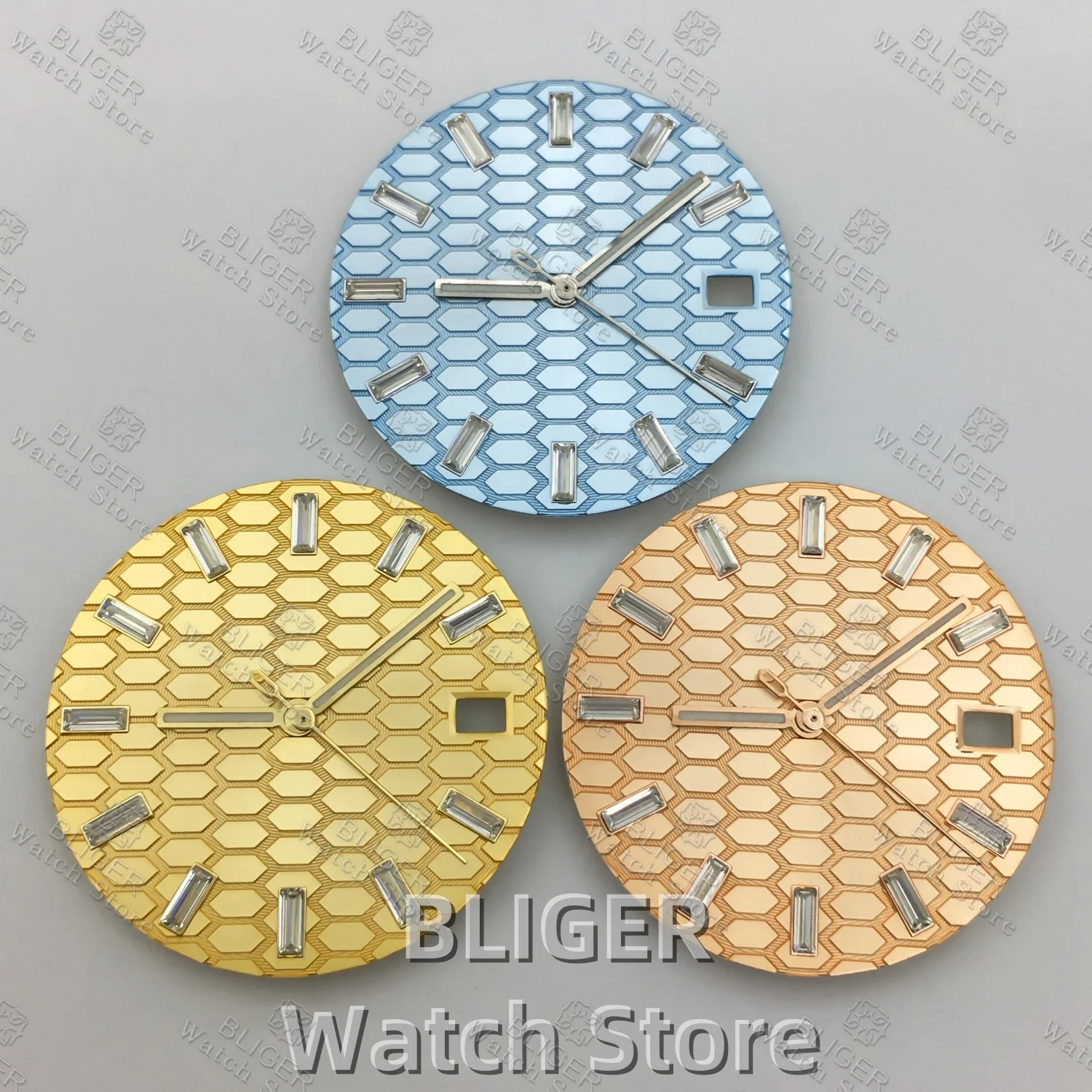 BLIGER 29mm Modified Perpetual Land-Dweller Watch Dial Hand Set Diamond Index For NH35 36 Movement Repair Replacement Watch Face