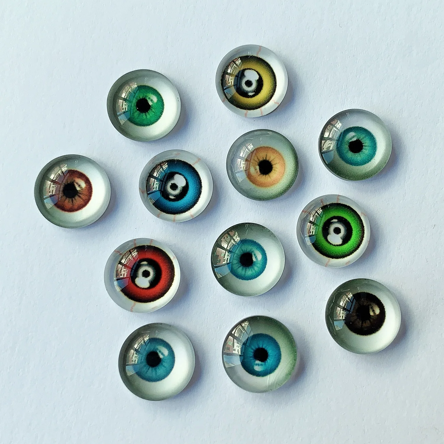 Onebeading 6 8 10 12 14 16 18 20 25 30mm Random Mixed Toys Dolls Eyes Round Glass Cabochons Flatback DIY Accessories   K02885