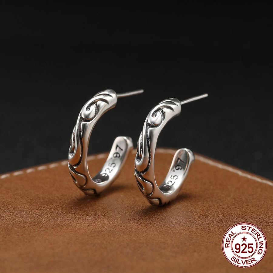 

S925 pure silver ear nail temperament, beautiful and niche jewelry Eternal Vine Punk Style Versatile Earrings