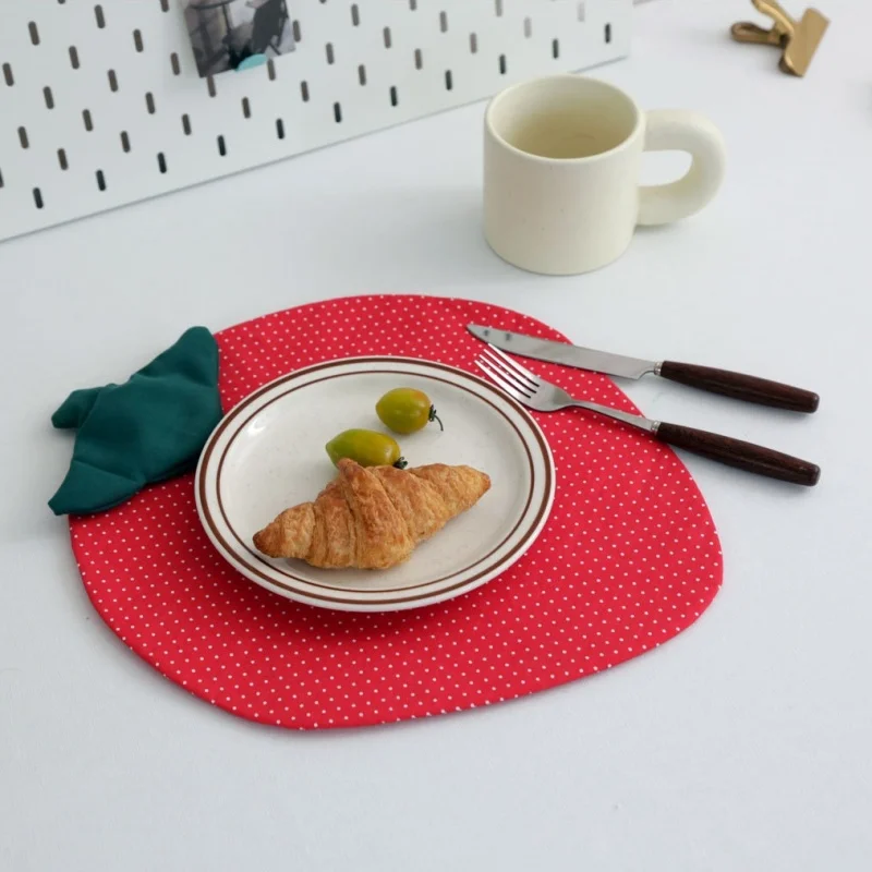 Cute Strawberry Thick Placemat Washable for Home Dinner Mat Birthday and Wedding Party Desktop Decoration