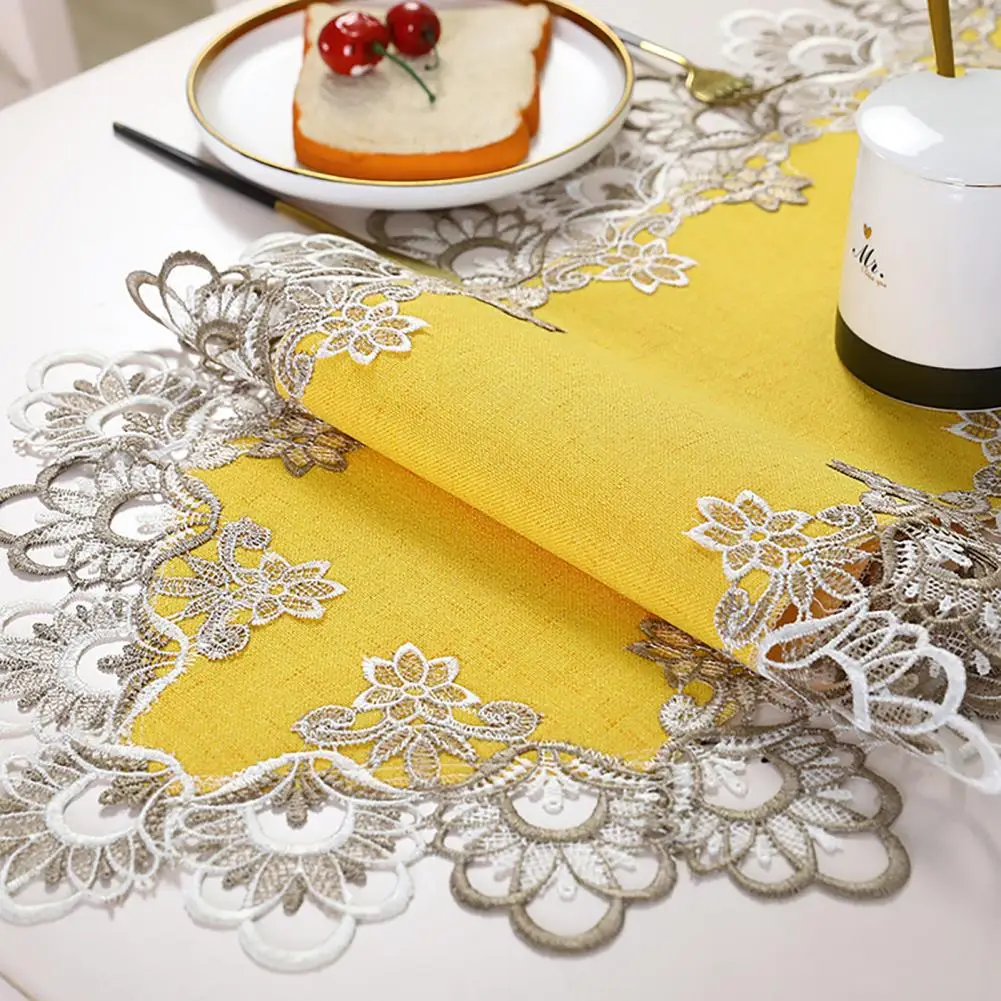 Dresser Scarf Laciness Ornamental Imitation Linen Decorative Anti-slip Table Runner Cloth Feast Supplies