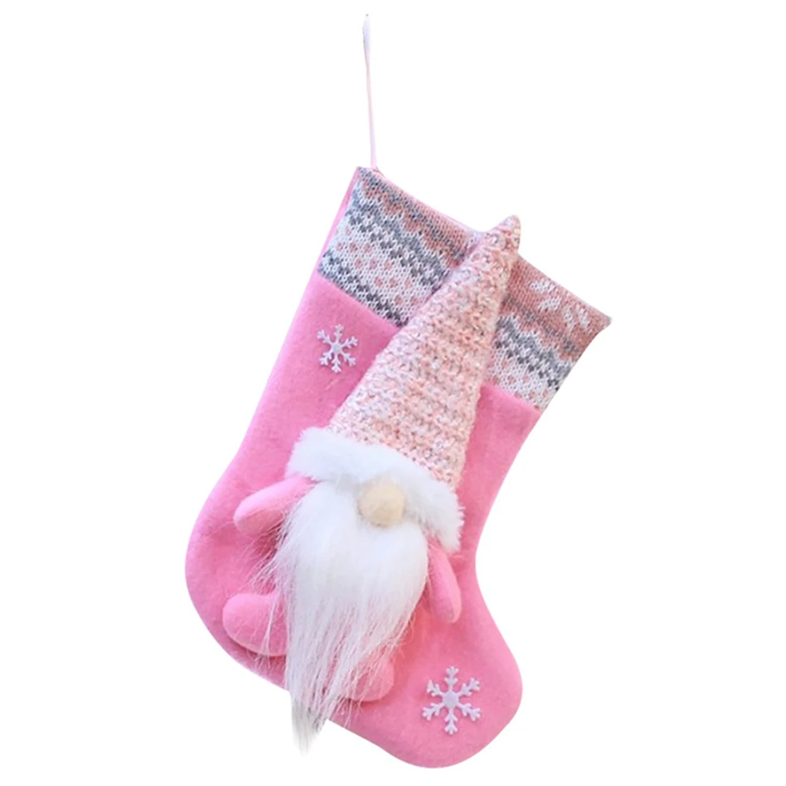 Fashion Christmas Gift Socks Plush Christmas Candy Gift Bag Christmas Tree Decoration Home Decoration Pink