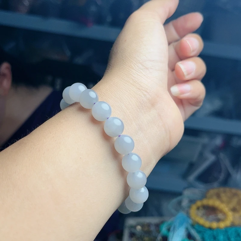 

Natural Hetian jade smoke purple bracelet single circle old beads simple atmosphere fashion finger soft women's models