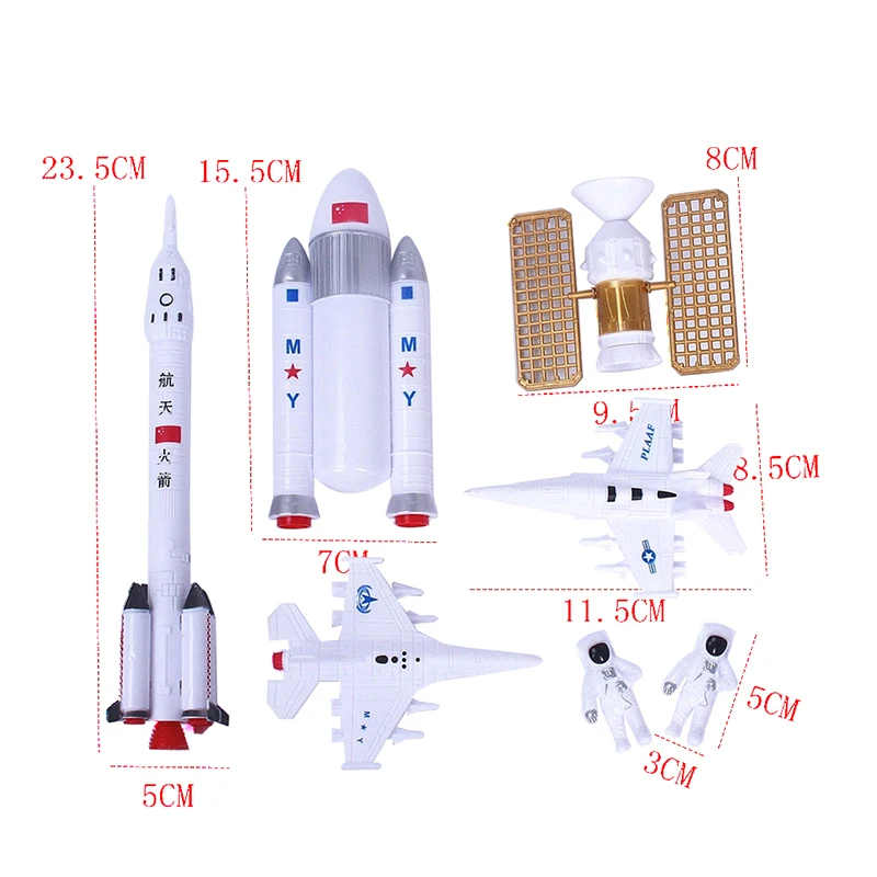 7Pcs Simulation Space Model Action Figure Exploration Aviation Rocket Planet Model Children\'s Enlightenment Toy Desktop Decor