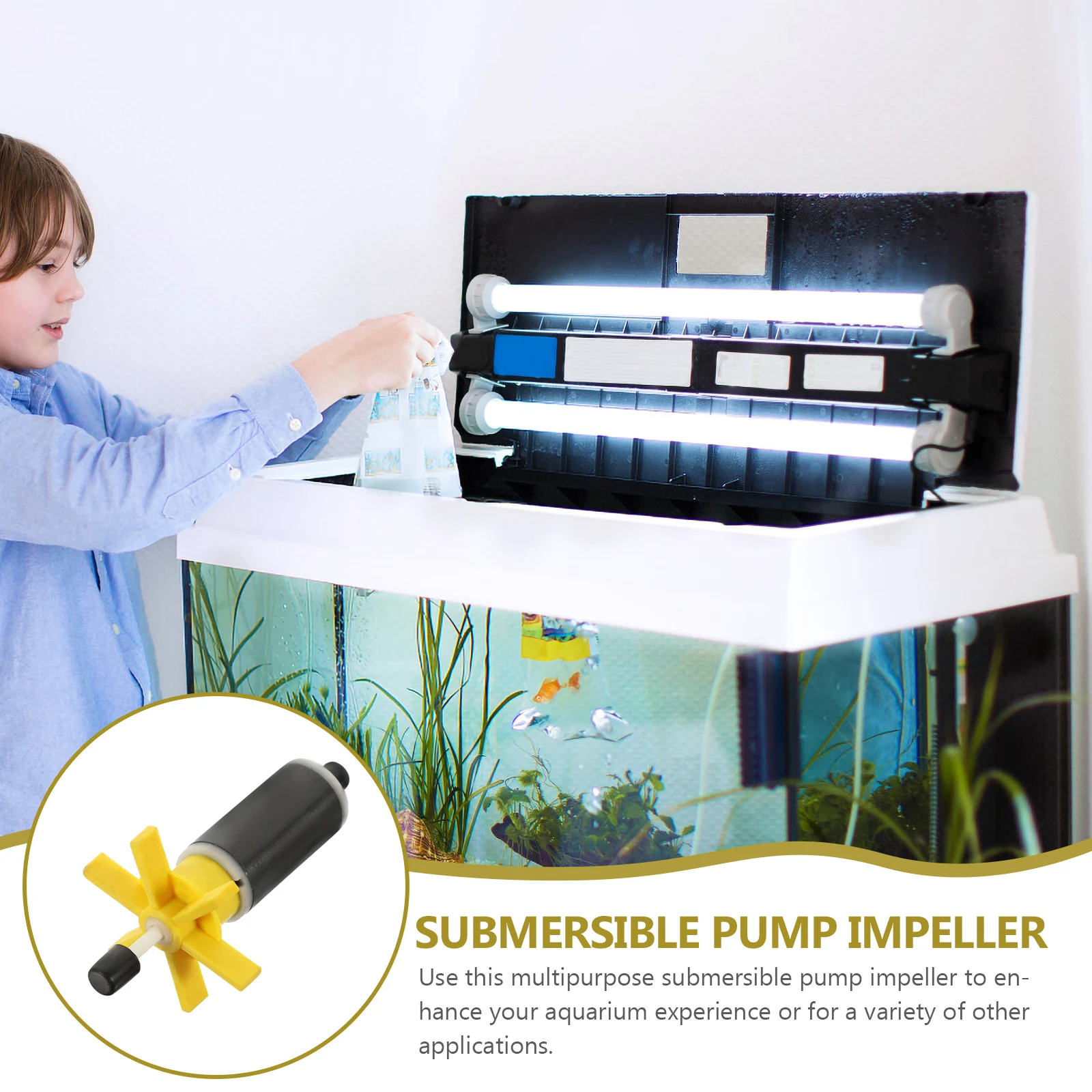 

Submersible Pump Rotor Impeller Replacement Abs Magnetic Material Easy Install For Aquarium Water Pump Filter Parts