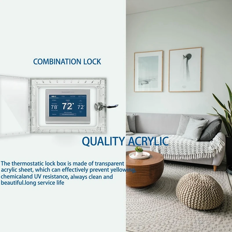 HOT! Thermostat Lock Box With Key,Clear Thermostat Guard For Thermostat On Wall,Fits Thermostats 6.5In H X 3.9In W X 2In D