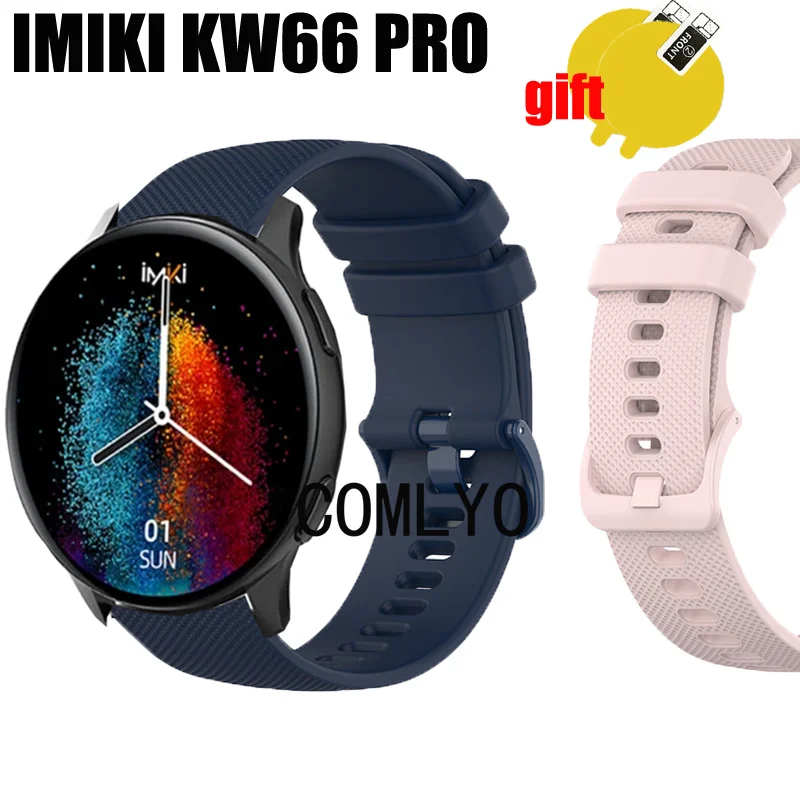 BAND For IMIKI KW66 Pro Strap Smart watch Silicone Soft Belt Women men Bracelet Screen Protector film for Men Women