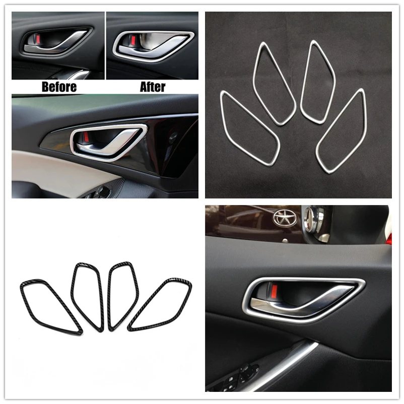 For Mazda 3 6 GJ CX-5 CX5 2013 2014 2015 2016 Inner Door Handle Bowl Frame Cover Trim ABS Carbon Fiber Car Styling Accessories