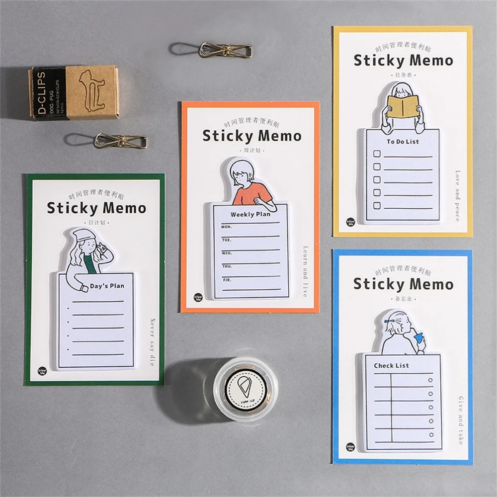 Sticky Note para séries de gerenciamento pós-horário, Papelaria criativa para mensagens e memorandos, Material de escritório, Acessórios escolares