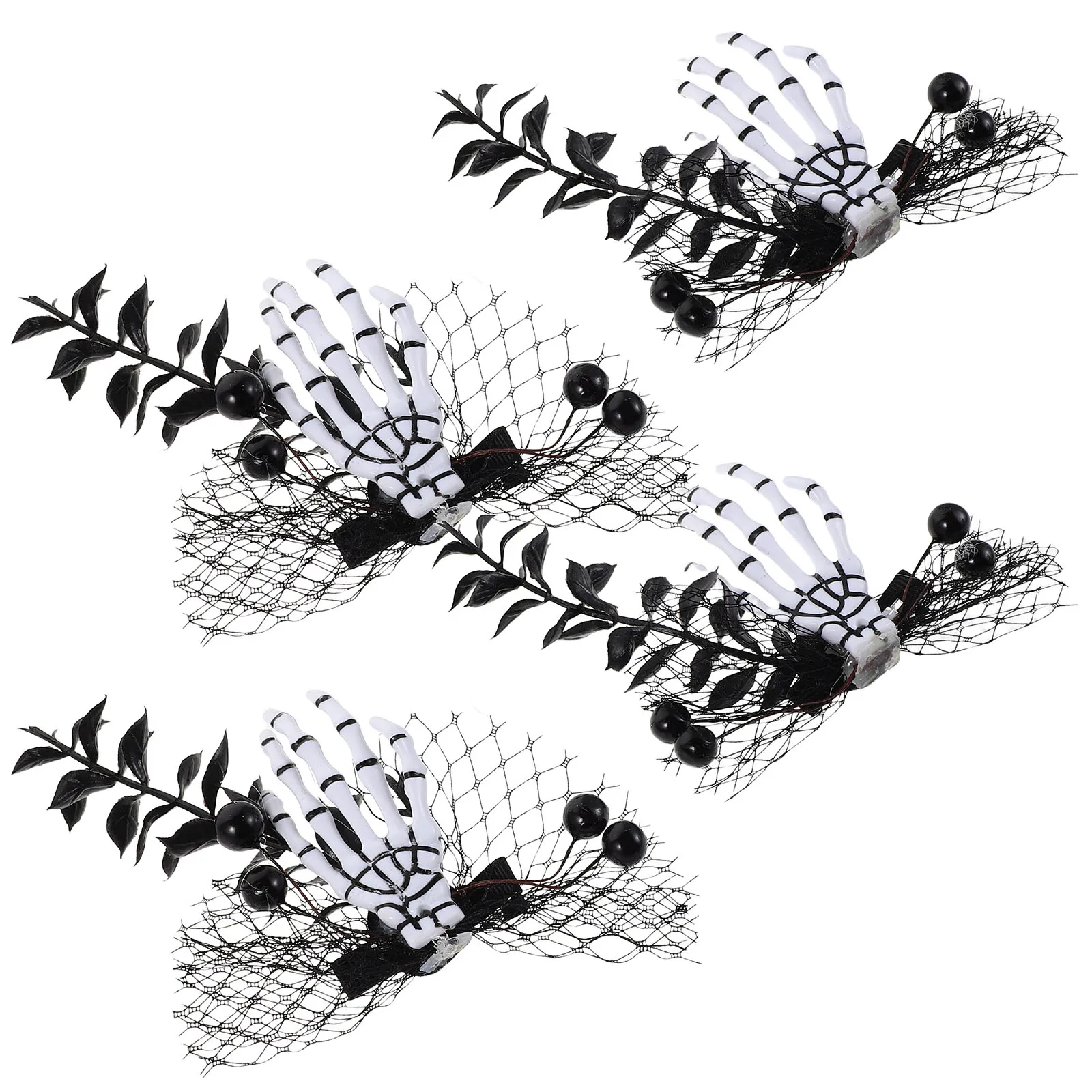 

Halloween Headdress Headpieces Makeup Costume Props Black Horror Skull Barrettes