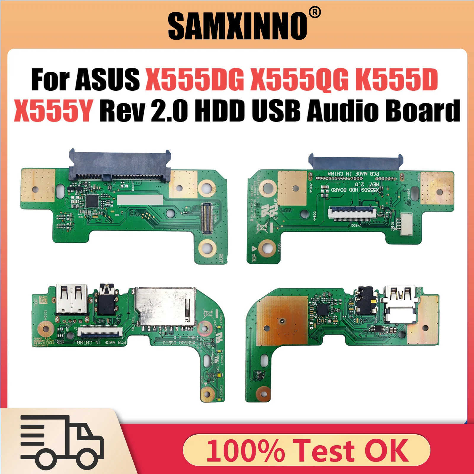 For Asus X555DG X555QG Series HDD Hard Disk Drive USB Audio Board K555D X555Y X555B REV:2.0 100% Tested Fast Ship