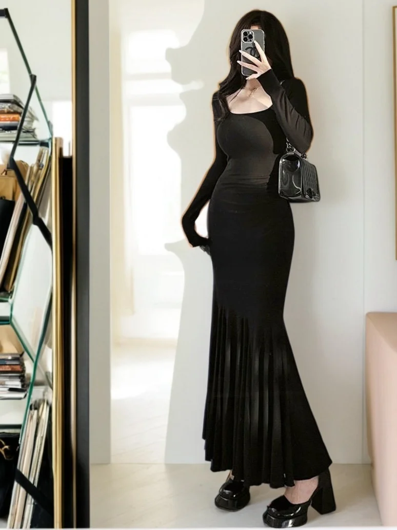 Talla grande Micro grasa MM paso a paso Puffy Dr Spicy Girl adelgazante envolvente alrededor de la cola Fi larga Dr coreano Sle cintura alta