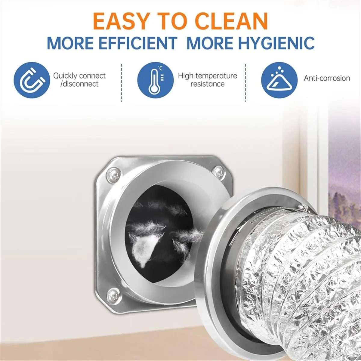 

A20I Magnetic Dryer Vent Coupling Connector Kit - DV180 Airtight Seal, Quick Connect, Includes 2 Clamps