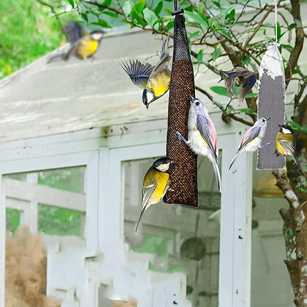 

8Pcs Mesh Bag for Birds Feeder Hanging Drawstring Bird Feeding Bags Tear Resistant Polyester Fodder Sack Portable Wild Bird Food